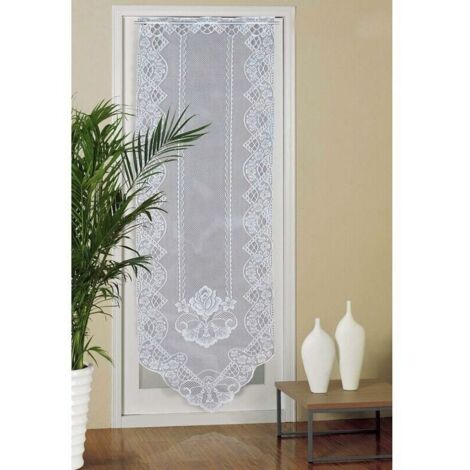 Rideau en dentelle 60cm x 180cm – Semi-transparent avec motifs floraux – Installation facile avec passe-tringle – Lavable en machine