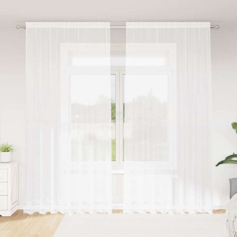 Rideau en Dentelle avec des rideaux Blanc 200x260cm Polyester vidaXL