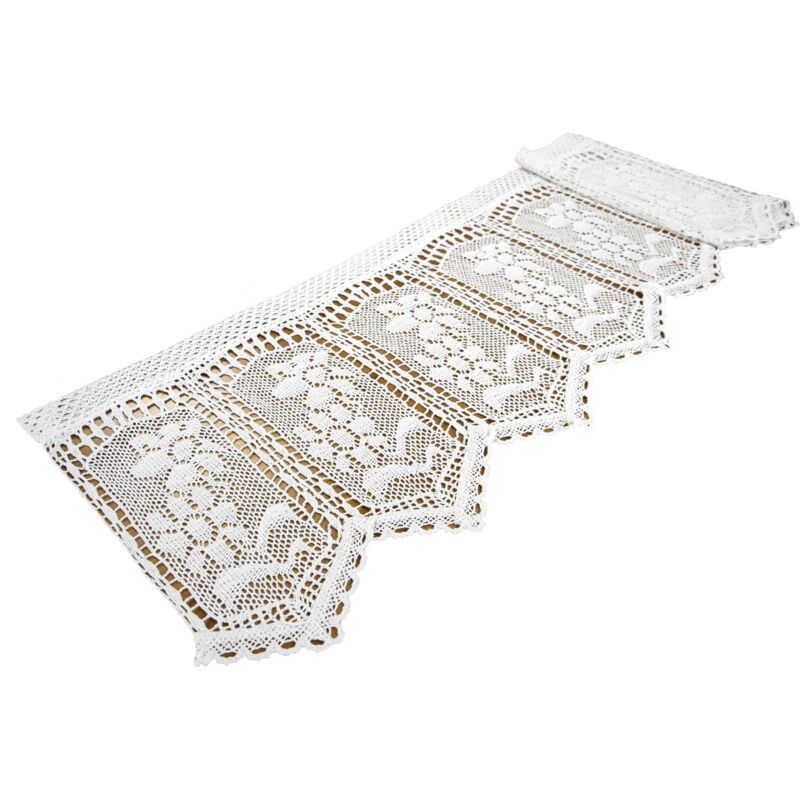 Rideau en dentelle blanche 40x200, rideau court blanc au crochet