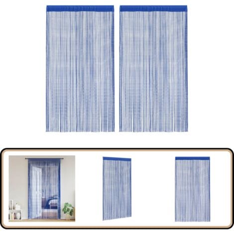 Rideau en fils 2 pcs 100 x 250 cm Bleu - Rideaux Bleus - Rideaux Décoration Intérieure - Rideaux Salon - Rideaux Chambre - Rideaux Facile À Installer