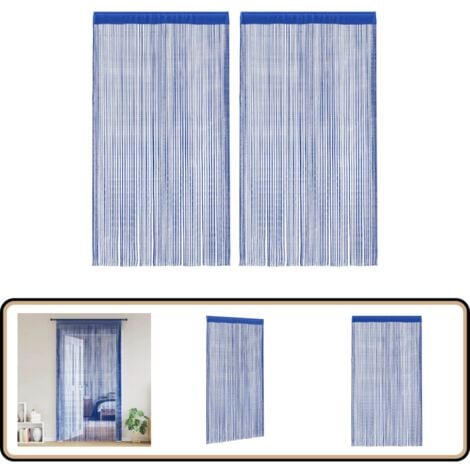 Rideau en fils 2 pcs 140 x 250 cm Bleu - Rideaux Bleus - Rideaux Décoration Intérieure - Rideaux Salon - Rideaux Chambre - Rideaux Facile À Installer
