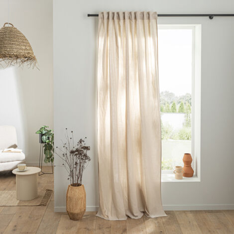 Rideau uni en gaze de coton 140x260 cm – Légèrement opaque – 100% gaze de coton – 8 pattes cachées pour tringle 3 cm – Future Home