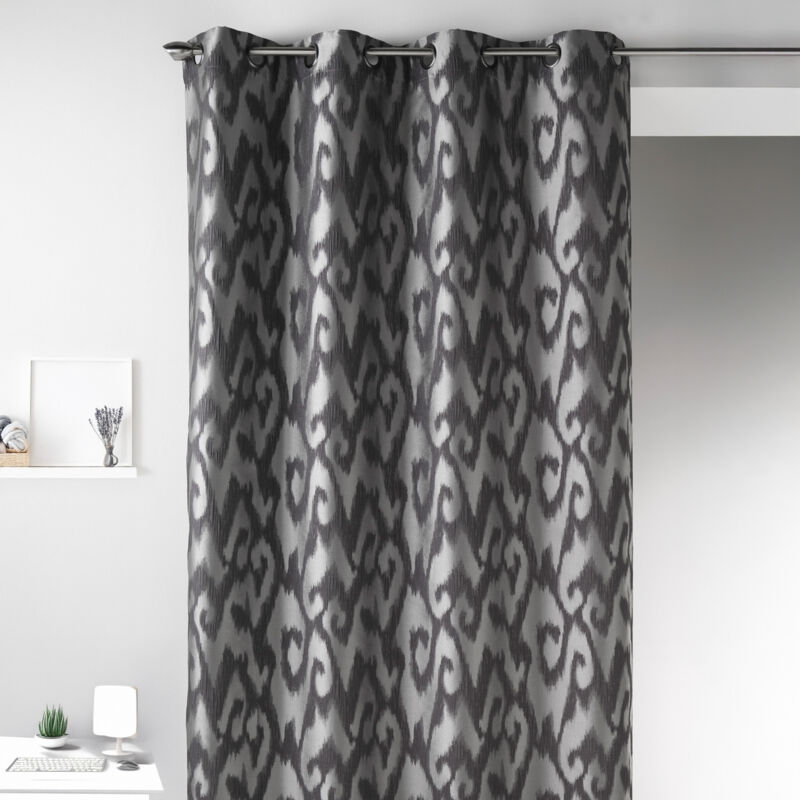 Rideau en Jacquard à Imprimés Baroques Gris clair 140x260 cm