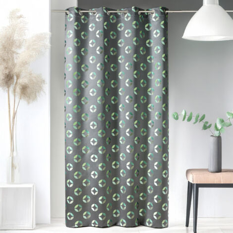 Rideau en jacquard à imprimés "rosace" Vert 140x260 cm