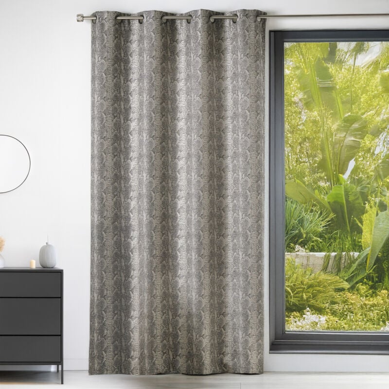 Rideau en Jacquard à Imprimés 'Serpent' Gris clair 140x260 cm