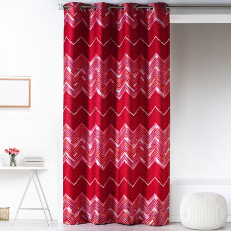 Rideau en jacquard à motifs "chevron" Rose Blush 140x260 cm