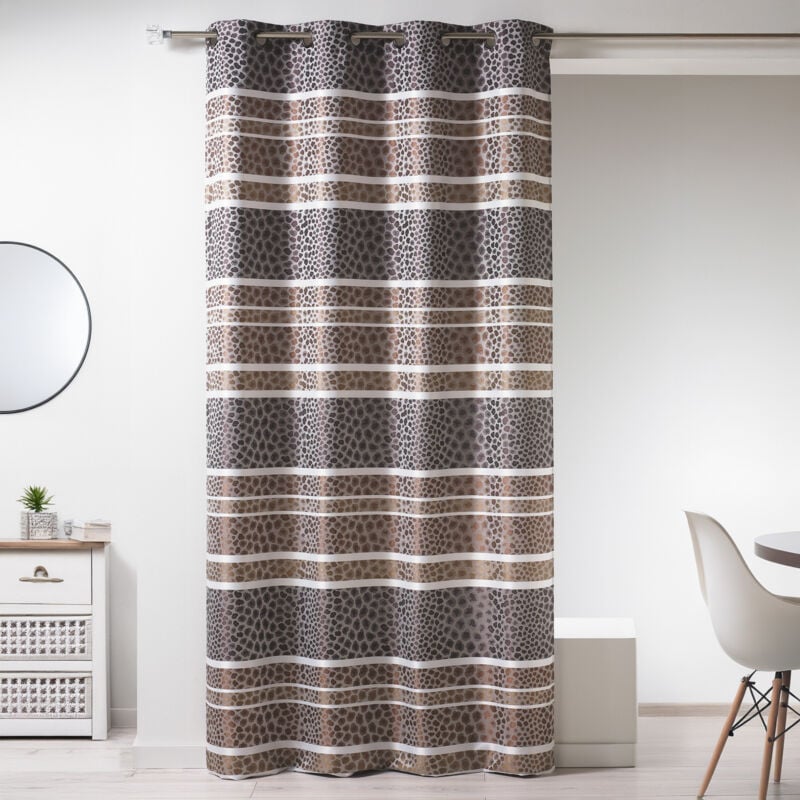 Rideau en jacquard à rayures horizontales 'animal' Tabac 140x260 cm