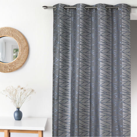 Rideau en Jacquard à Rayures Verticales "Fun" Bleu 135x260 cm