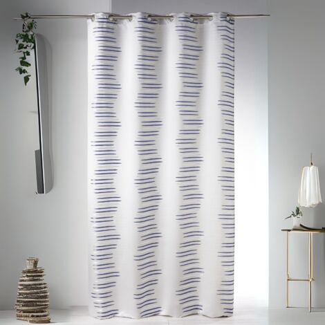 Rideau en jacquard à vagues fantaisies Bleu 140x260 cm