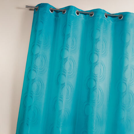 Rideau en jacquard avec imprimés "cercle" Bleu Pétrole 140x260 cm