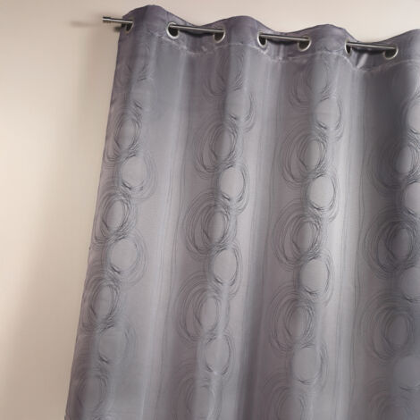 Rideau en jacquard avec imprimés "cercle" Gris clair 140x260 cm