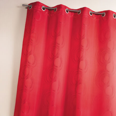 Rideau en jacquard avec imprimés "cercle" Rouge Orangé 140x260 cm