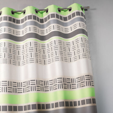 Rideau en jacquard design à rayures horizontales Vert 140x260 cm