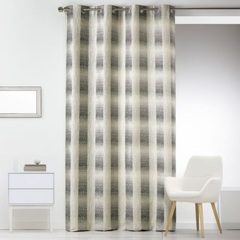 Rideau en Jacquard  - Effet Quadrillé Gris clair 140x260 cm