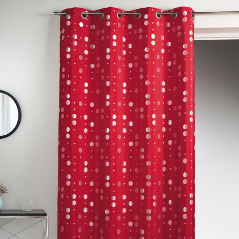 Rideau en jacquard froissé à imprimés "rond" Rouge Orangé 140x260 cm