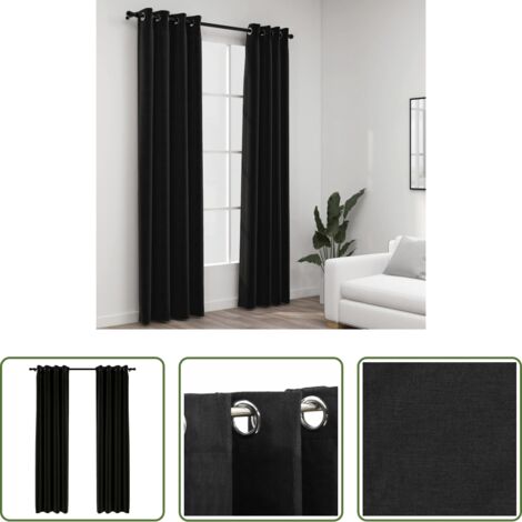 Rideau en lin -  Rideaux occultants Aspect de lin 2 pcs Anthracite 140x245 cm