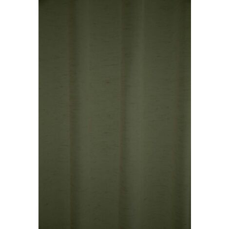 Rideau en lin semi-transparent vert mousse, 140x245 cm, passants invisibles, polyester et lin