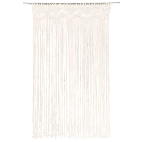 Rideau en macramé 140x240 cm – Coton crème lavable – Fabrication artisanale – Séparateur de pièce décoratif – Fimei