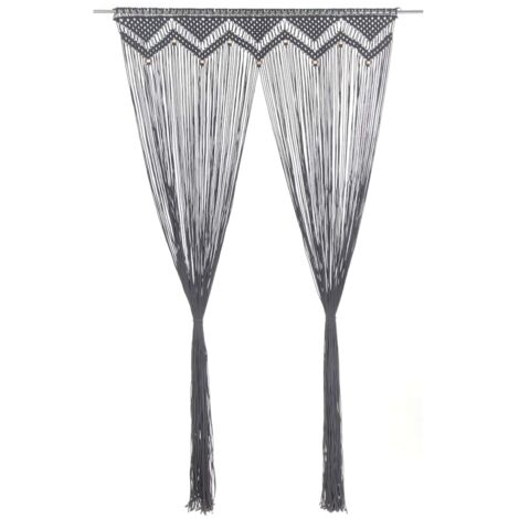 Rideau en macramé Anthracite 140x240 cm Coton CFW25906