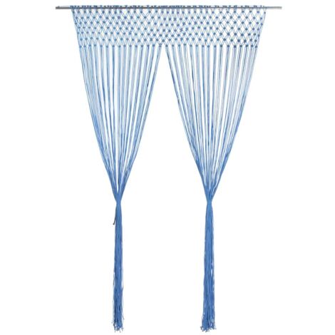 Rideau en macramé Bleu 140x240 cm Coton CFW48678