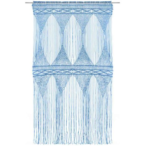 Rideau en macramé Bleu 140x240 cm Coton CFW75515