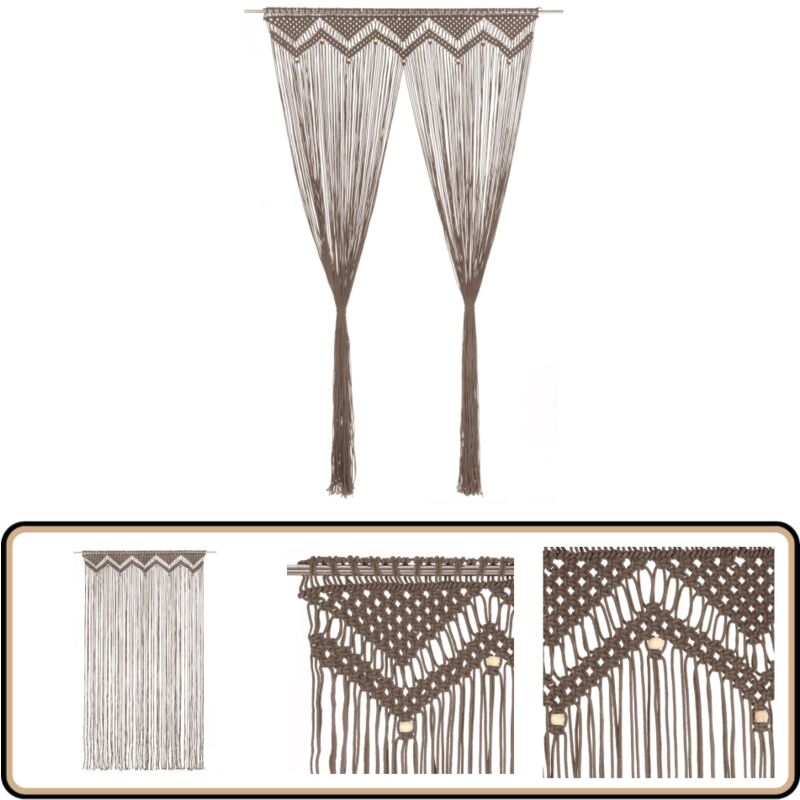 Vidaxl - Rideau en macramé Taupe 140x240 cm Coton - Rideau Macramé - Rideau Décoration Intérieure - Rideau Fenêtre - Rideau Porte - Séparation Pièce