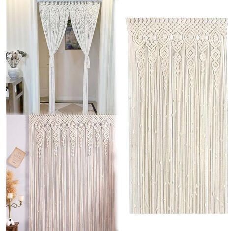 Rideau en Macramé, Tenture Murale en Macramé 100x200 Cm Rideau Boho Fait à La Main Tenture Murale Boho Macramés Rideaus De Porte Rideauxs Bohos pour La DéCoration Murale De La Maison