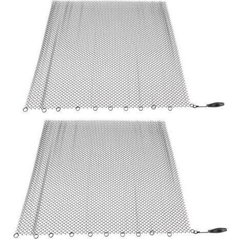 Rideau en Maille de Cheminée en Bois Noir, 2 Panneaux Larges, écrans en Bois pour Tapis, Rideau en Maille de Cheminée (24×18 Pouces/61×45.7cm)
