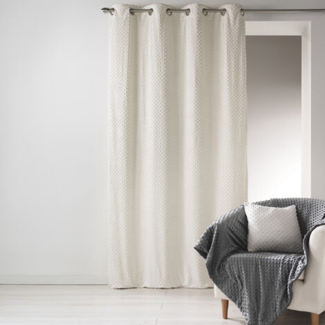 Rideau en polaire à reliefs Ecru 140x260 cm