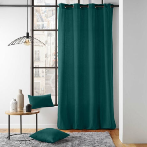 Rideau en poly-coton recyclé Vert emeraude 135x260 cm