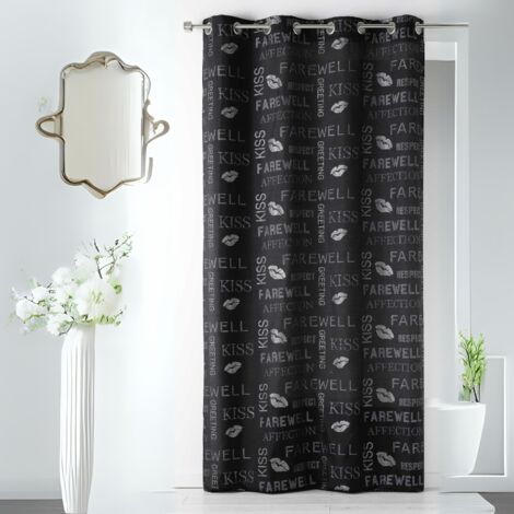 Rideau en Shantung Fantaisie à Paillettes Noir 140x260 cm