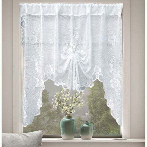 Rideau en tulle creux court semi-occultant blanc 135 x 230 cm une pièce