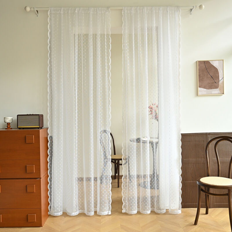 Rideau en tulle creux semi-occultant blanc 135 x 230 cm, une pièce