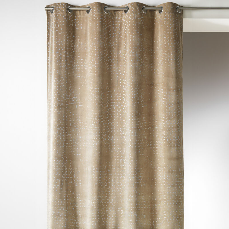 Rideau en Velours à Impressions 'Paillette' Beige 140x260 cm