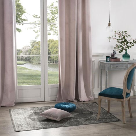 Rideau occultant Dolce velours rose 140x260cm - Atmosphera créateur d'intérieur