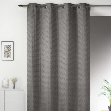 Rideau épais en Jacquard Uni à Reliefs Taupe 135x260 cm