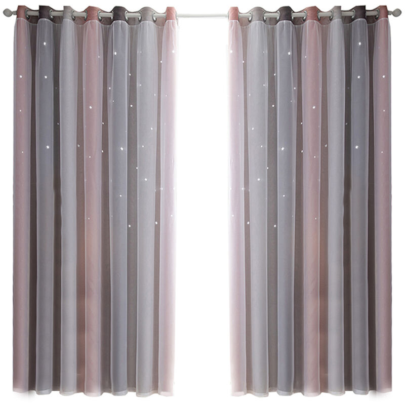 

Cortinas de estrella, cortinas opacas, cortinas de ventana de estrella de doble capa de colores, 1 panel,Gris, 53 'W x 108' L
