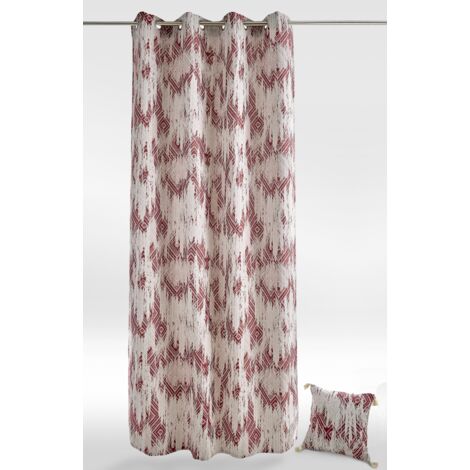 Rideau ethnique en jacquard Bordeaux 140x260 cm