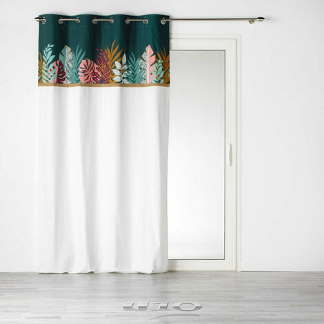 Rideau exotique en coton et jute Blanc 140x240 cm