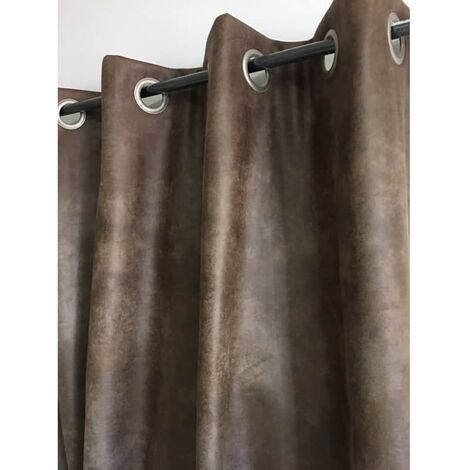 Rideau faux cuir usé chocolat 140x260cm – 50% polyester, 50% viscose – Entretien facile, nettoyage à sec recommandé – Linder
