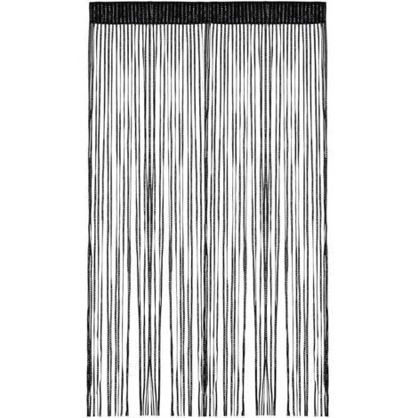 Rideau Fil Porte 100x200 cm Rideaux de Porte Anti Mouches, Rideau Décoratif Séparateur de Pièce, Rideaux de Franges Noir pour Balcon, Chambre, Mariage, Café, Restaurant