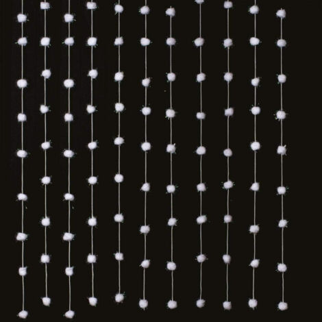 Rideau fils avec boules - Blanc - L 90 x P 2,4 x H 200 cm - Livraison gratuite