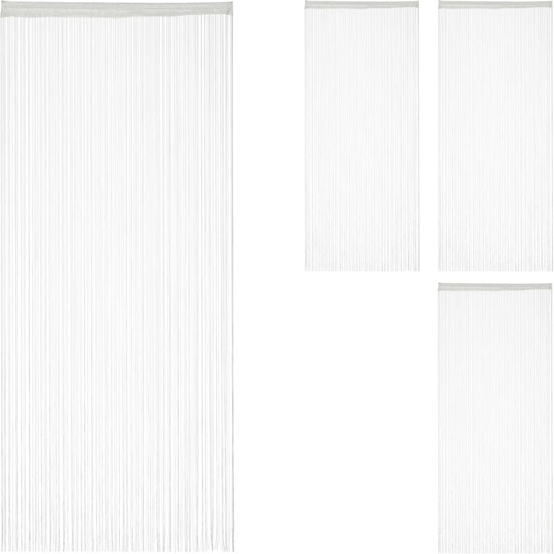 Rideau fils, lot de 4, rideau de porte ou fenêtre, 90x245 cm, rideau spaghetti, pour tringle, peut être raccourci, blanc