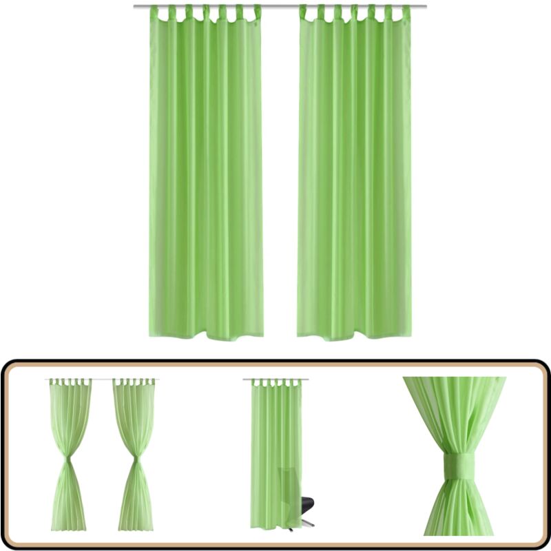 Vidaxl - Rideau fin Vert pomme 140x225 cm 2 pcs - Rideau Fin - Rideau Vert - Rideau Salon - Rideau Chambre - Rideau Occultant