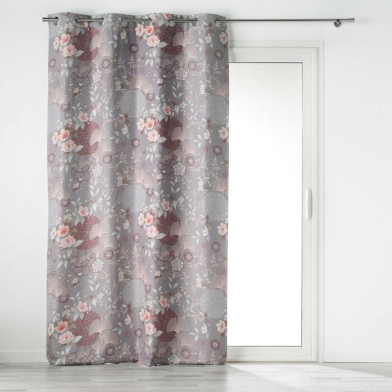 Homemaison - Rideau a oeillets 135 x 260 cm 100% occultant/microfibre imp. yokahama Gris