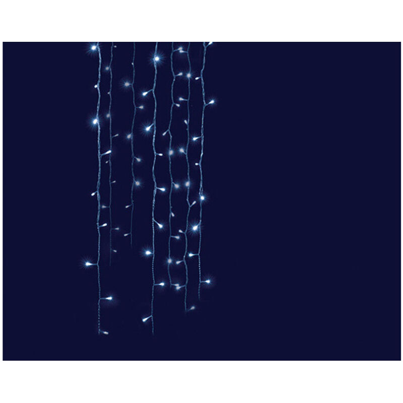Blachère Illumination - Guirlande extérieure rideau led effet digital longueur 5m hauteur 1.5m blanc pur animé 11 fonctions alim 230/31V inclus