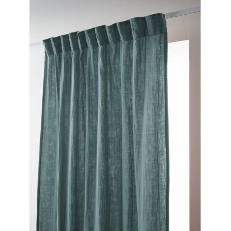 Rideau Galon Fronceur 140 x 240 cm – Double Gaze de Coton Gaïa Bleu Canard