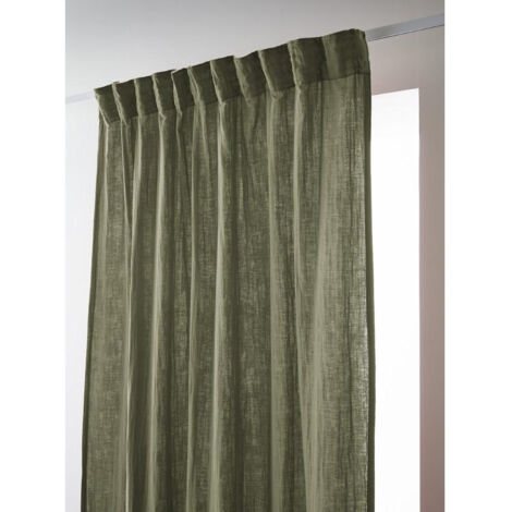 Rideau Galon Fronceur 140 x 240 cm - Double Gaze de Coton - Uni Gaïa Romarin