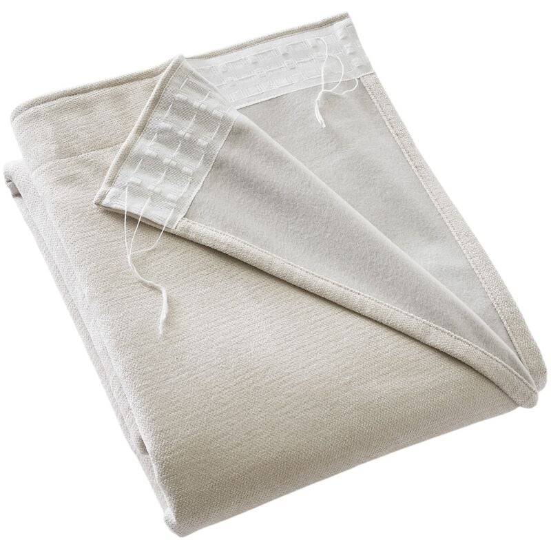 L'effet Papillon - Rideau galon fronceur occultant polaire 140 x 260 cm Bjornn beige