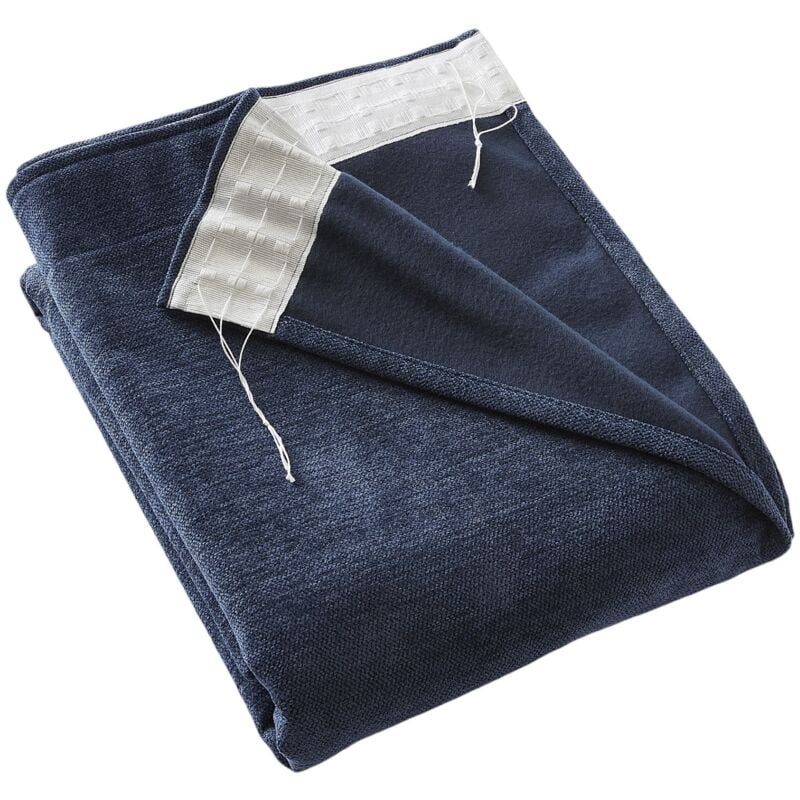 L'effet Papillon - Rideau galon fronceur occultant polaire 140 x 260 cm Bjornn bleu nuit